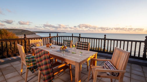 The roof terrace at Bar Lodge, Penrose, Helston, Cornwall